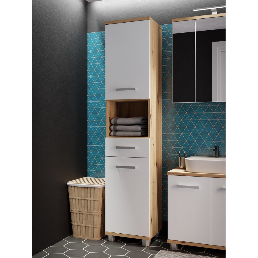 Kylpyhuonekaappi VENOM valkoinen/artisan-tammi