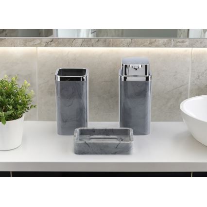 Kylpyhuonesetti GRIS 5 kpl harmaa/kiiltävä kromi