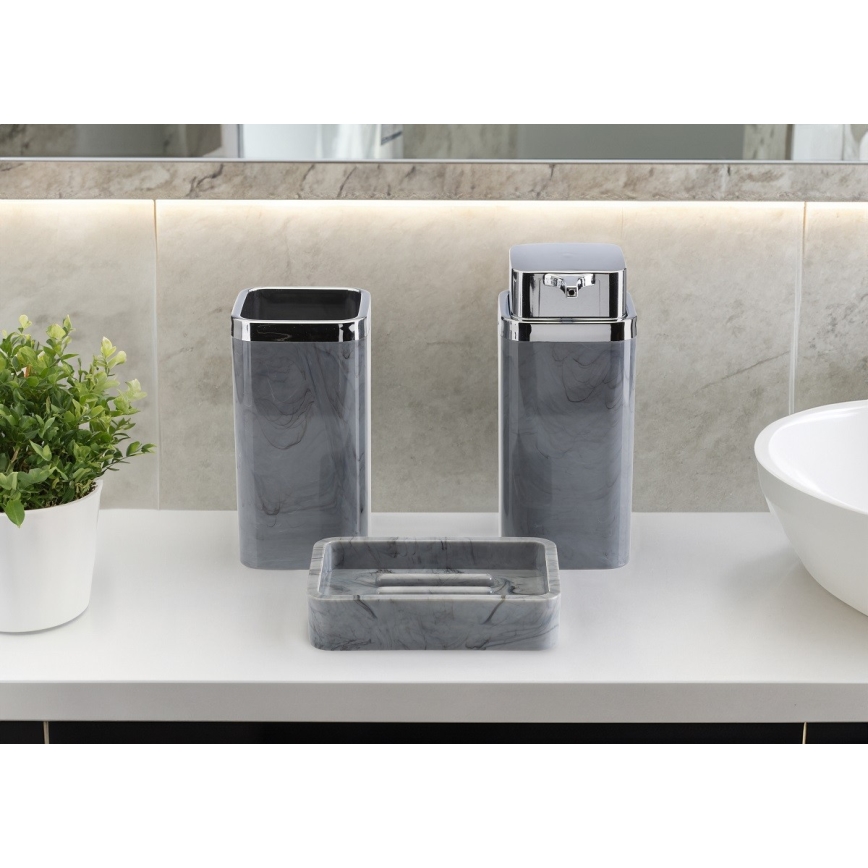 Kylpyhuonesetti GRIS 5 kpl harmaa/kiiltävä kromi