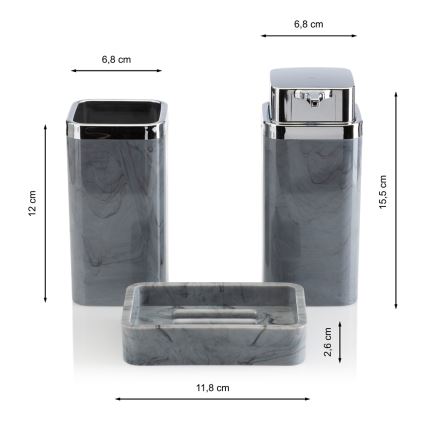 Kylpyhuonesetti GRIS 5 kpl harmaa/kiiltävä kromi