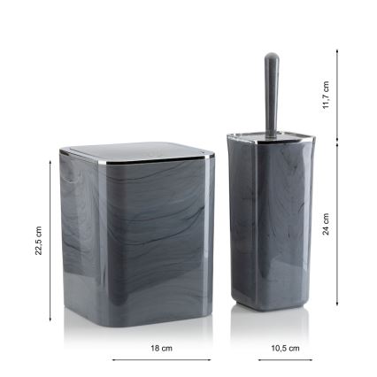 Kylpyhuonesetti GRIS 5 kpl harmaa/kiiltävä kromi
