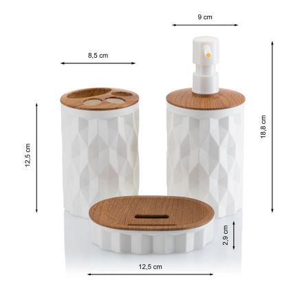 Kylpyhuonesetti REINA 5 kpl valkoinen/ruskea