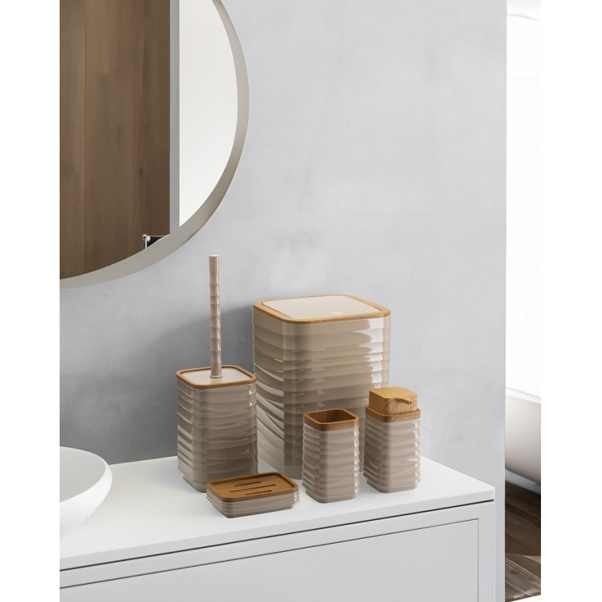 Kylpyhuonesetti WAVE 5 kpl beige/ruskea