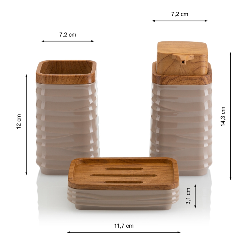 Kylpyhuonesetti WAVE 5 kpl beige/ruskea