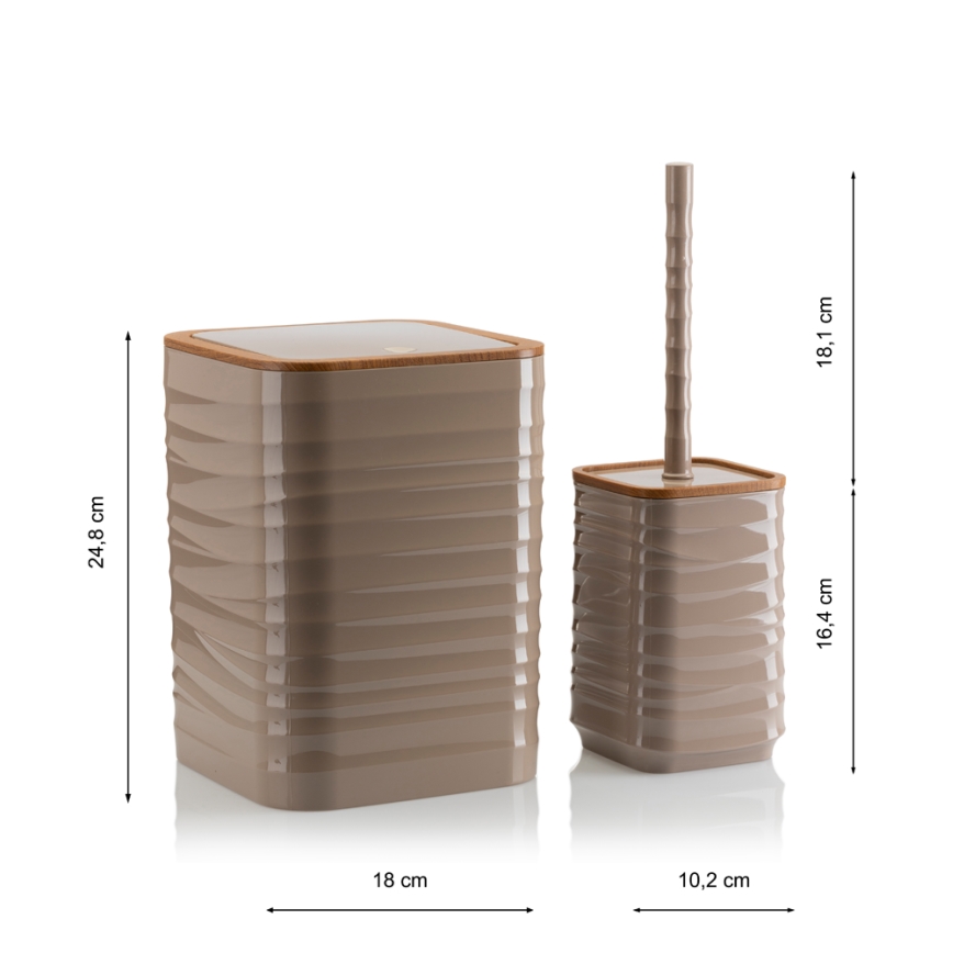 Kylpyhuonesetti WAVE 5 kpl beige/ruskea