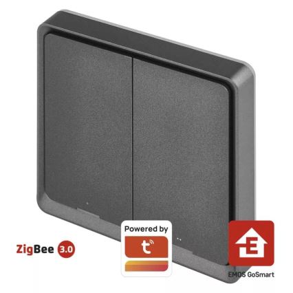 Kytkin 2-painike GoSmart 1xCR2430 Tuya musta