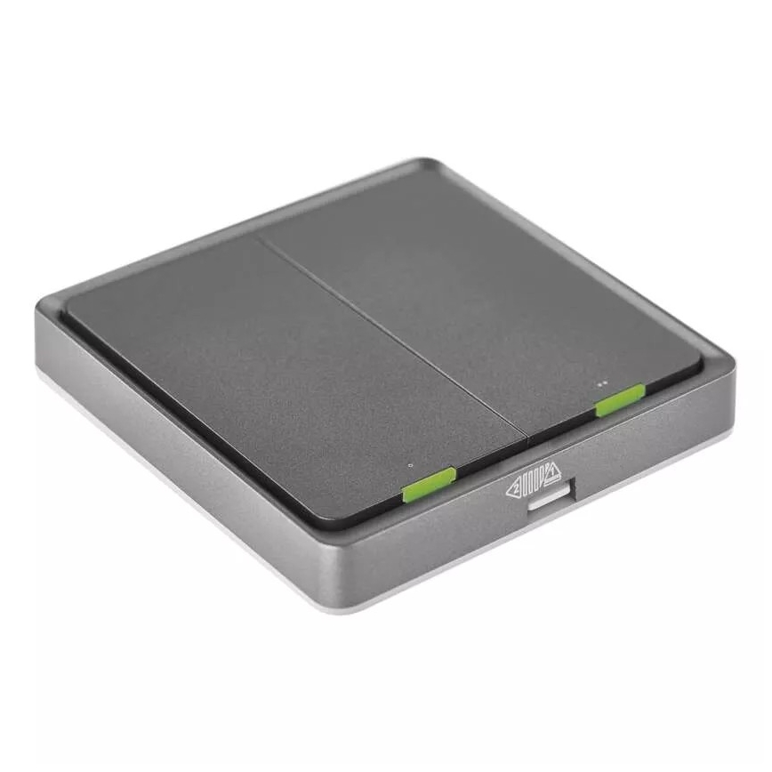 Kytkin 2-painike GoSmart 1xCR2430 Tuya musta