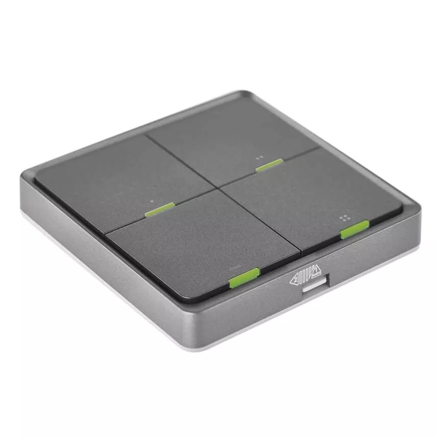 Kytkin 4-painike GoSmart 1xCR2430 Tuya musta