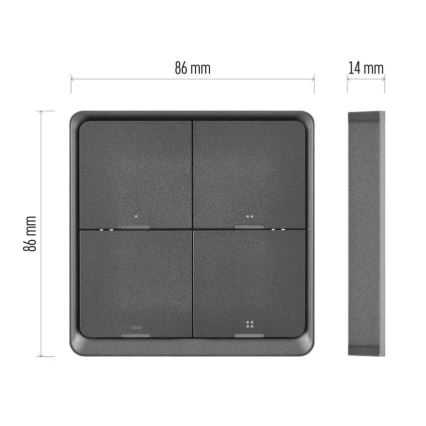 Kytkin 4-painike GoSmart 1xCR2430 Tuya musta