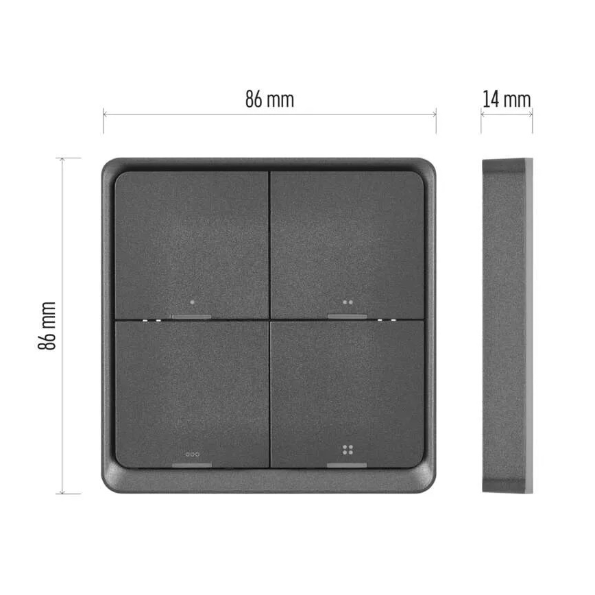 Kytkin 4-painike GoSmart 1xCR2430 Tuya musta