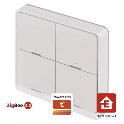 Kytkin 4-painike GoSmart 1xCR2430 Tuya valkoinen