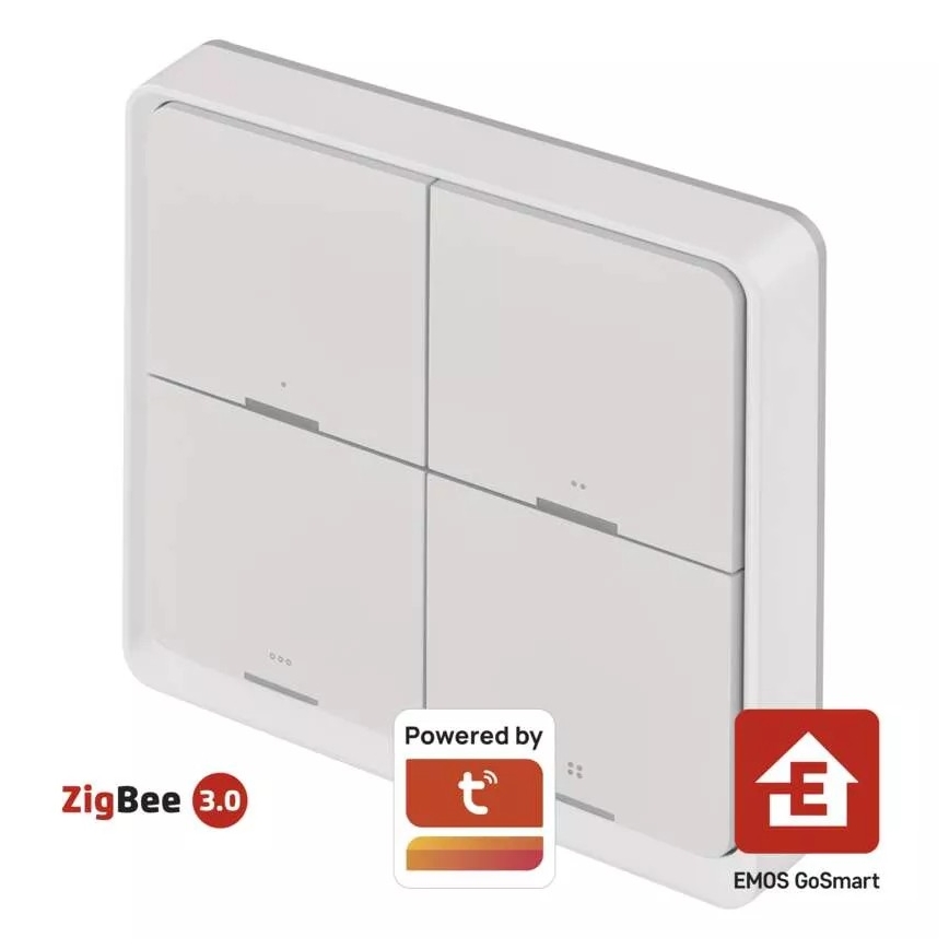 Kytkin 4-painike GoSmart 1xCR2430 Tuya valkoinen