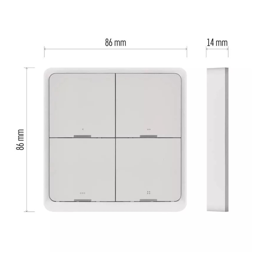 Kytkin 4-painike GoSmart 1xCR2430 Tuya valkoinen
