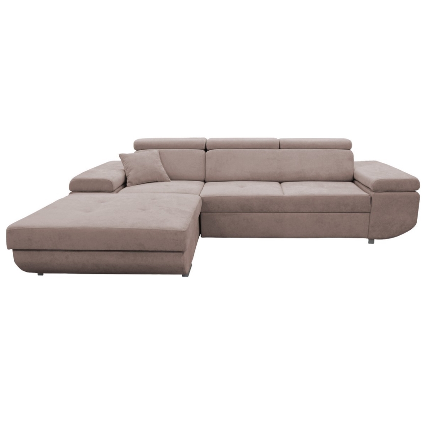 L-mallinen avattava kulmasohva CASTELO, vasen kulma, säilytystilalla, beige