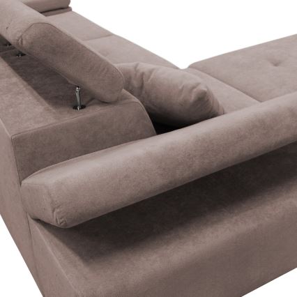 L-mallinen avattava kulmasohva CASTELO, vasen kulma, säilytystilalla, beige