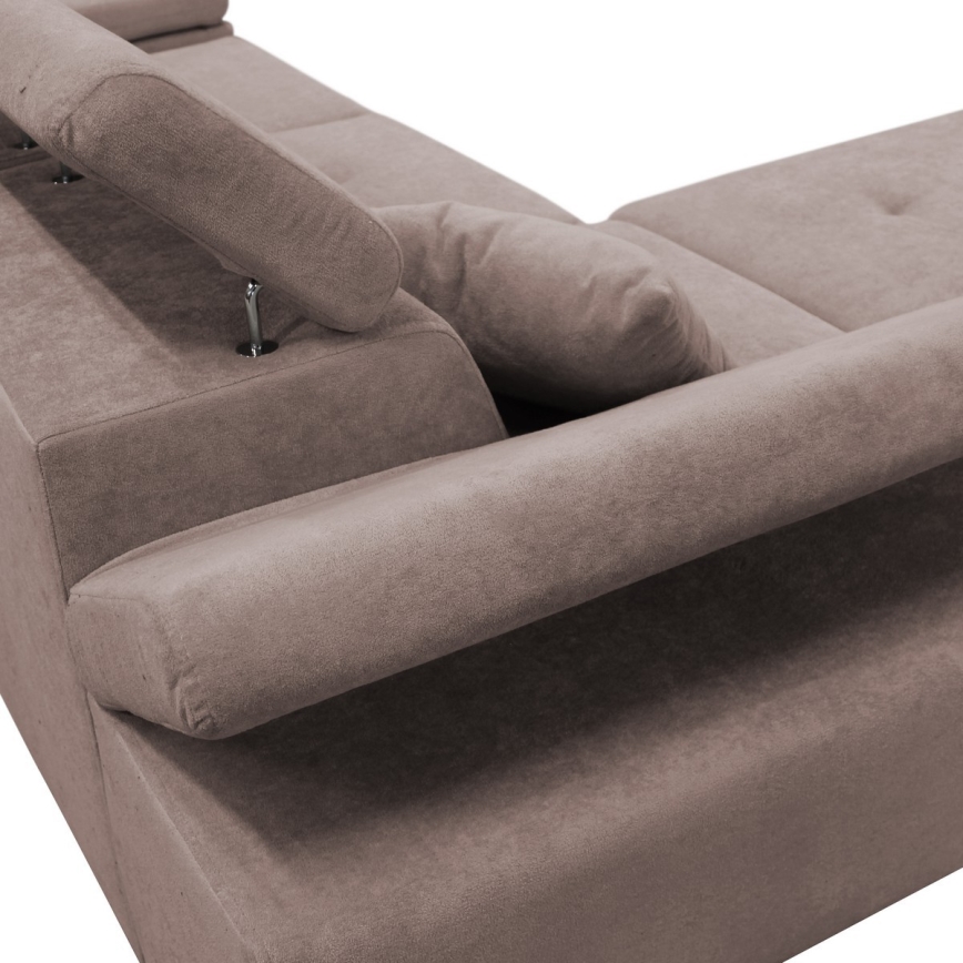 L-mallinen avattava kulmasohva CASTELO, vasen kulma, säilytystilalla, beige