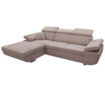 L-mallinen avattava kulmasohva CASTELO, vasen kulma, säilytystilalla, beige
