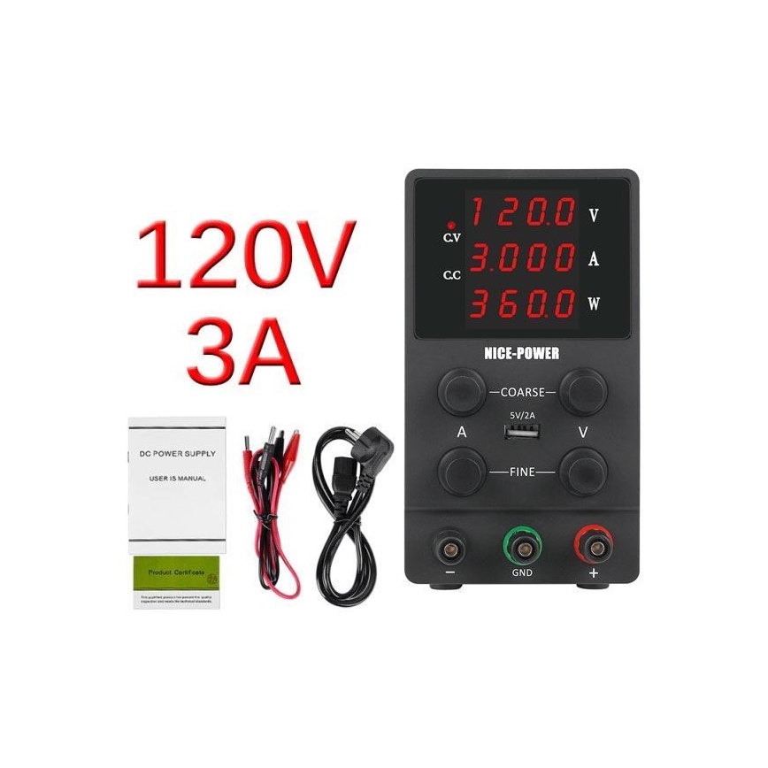Laboratoriovirtalähde 0-120V/0-3A