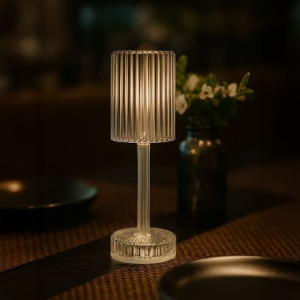 Ladattava kosketusohjattu LED-pöytälamppu SIMPLE LED/1W/5V 2400 mAh 3000-6000K läpinäkyvä