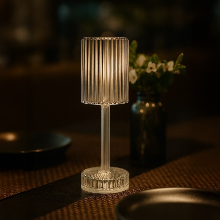 Ladattava kosketusohjattu LED-pöytälamppu SIMPLE LED/1W/5V 2400 mAh 3000-6000K läpinäkyvä