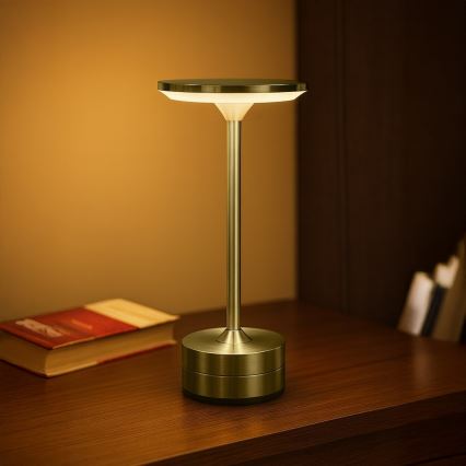 Ladattava kosketusohjattu LED-pöytävalaisin TAVOLO LED/2,5W/5V 2400 mAh 3000-6000K kultainen