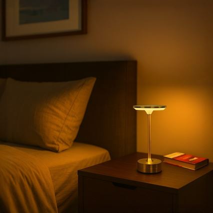 Ladattava kosketusohjattu LED-pöytävalaisin TAVOLO LED/2,5W/5V 2400 mAh 3000-6000K kultainen