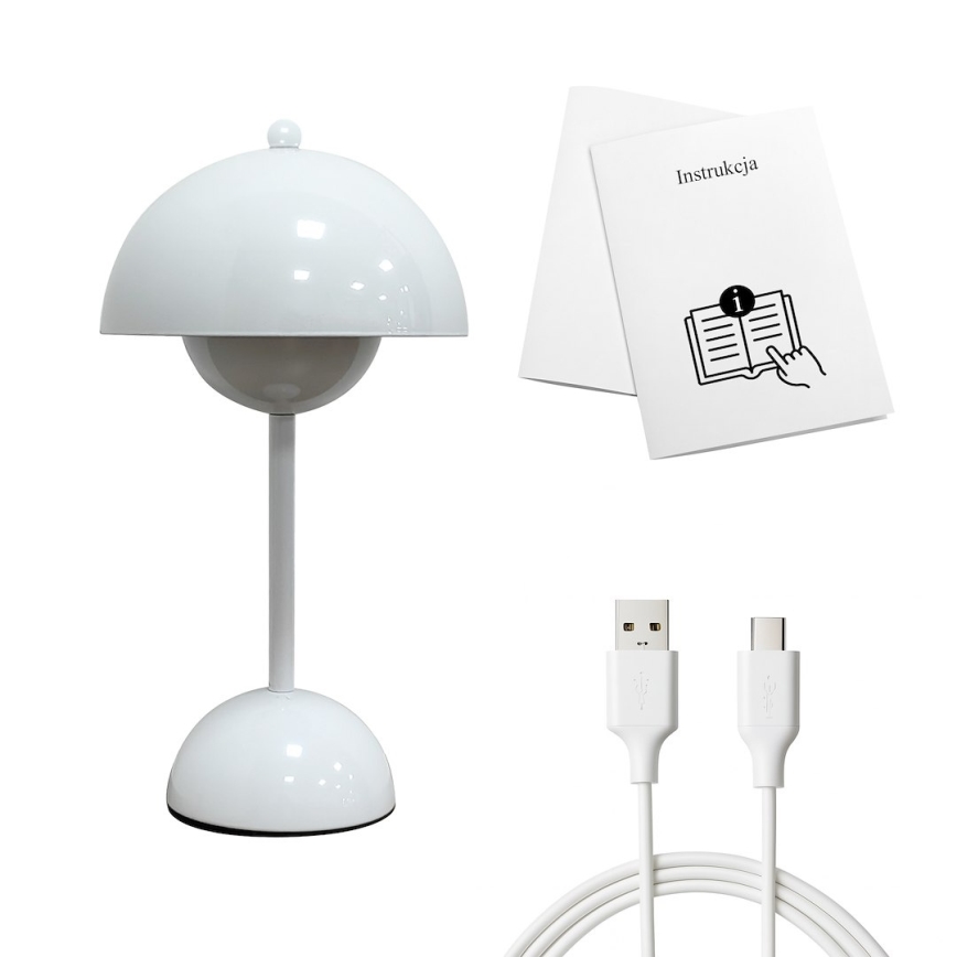 Ladattava kosketusohjattu pöytävalaisin COSTA LED/3W/5V 2400 mAh 3000-6000K valkoinen