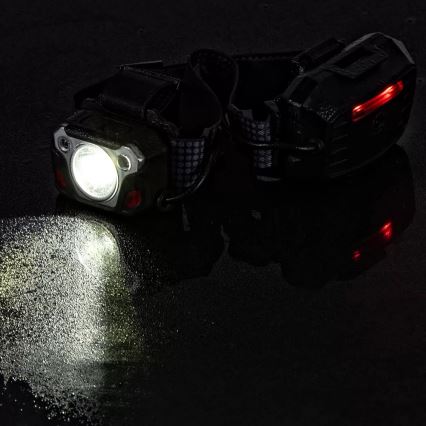 LED Himmennettävä ladattava otsalamppu anturilla virta pankki -toiminto ja punainen valo LED/10W/5V IP44 1200 kiiltävä 4000 mAh