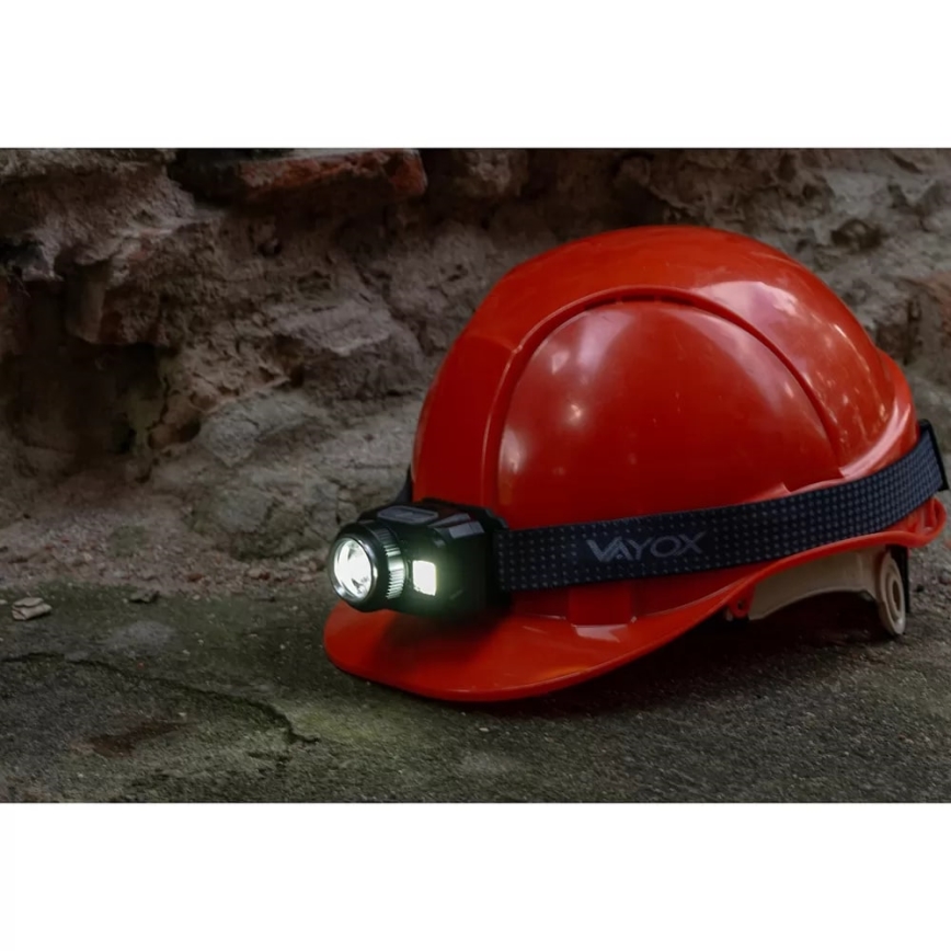 LED Himmennettävä ladattava otsalamppu anturilla ja punainen valo LED/6W/5V/3xAAA IP44 500 kiiltävä 1200 mAh