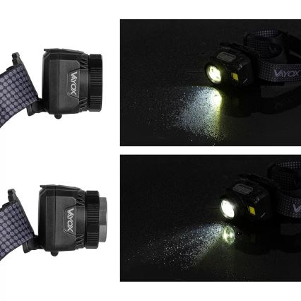 LED Himmennettävä ladattava otsalamppu anturilla ja punainen valo LED/6W/5V/3xAAA IP44 500 kiiltävä 1200 mAh