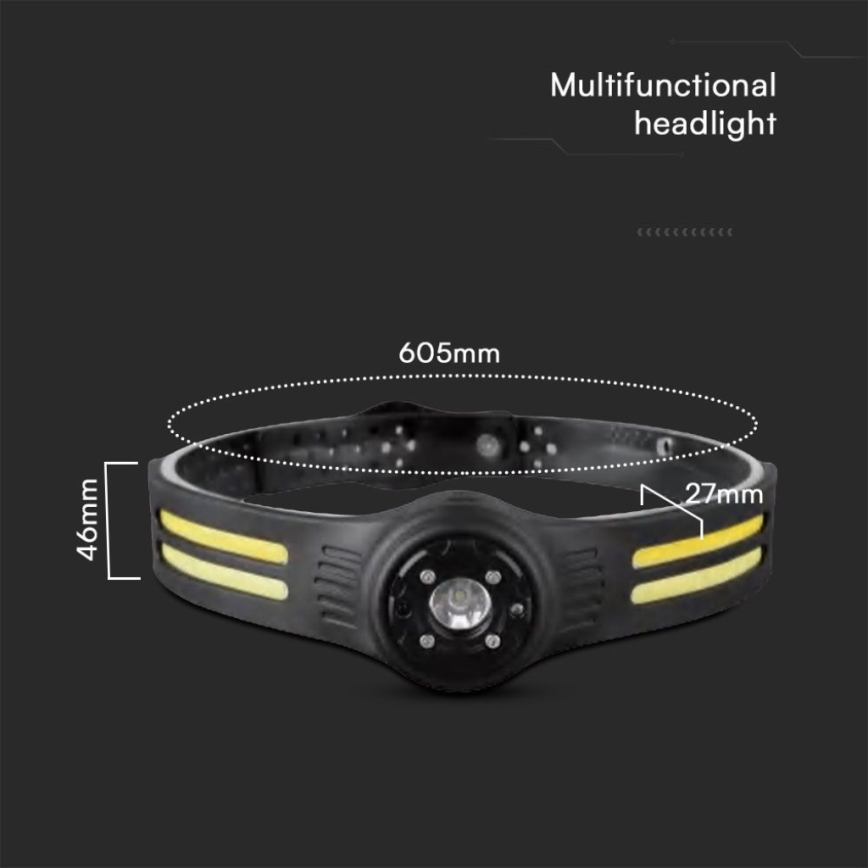 Ladattava LED-ajovalaisin kanssa punainen valo USB LED/3W/5V IP43 470 lm 5 h