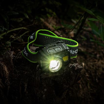 LED himmennettävä ladattava otsalamppu anturilla ja punaisella valolla LED/6W/5V/3xAAA IP66 500 lm 1200 mAh