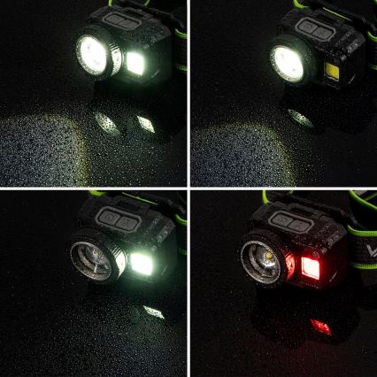 LED himmennettävä ladattava otsalamppu anturilla ja punaisella valolla LED/6W/5V/3xAAA IP66 500 lm 1200 mAh