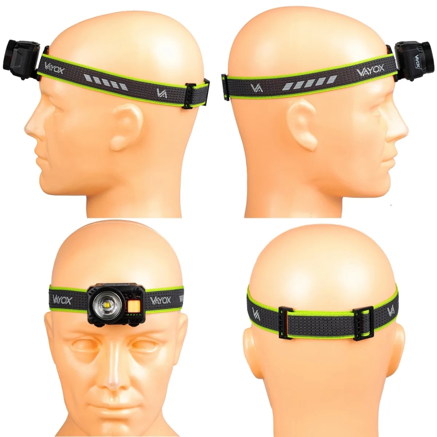 LED himmennettävä ladattava otsalamppu anturilla ja punaisella valolla LED/6W/5V/3xAAA IP66 500 lm 1200 mAh