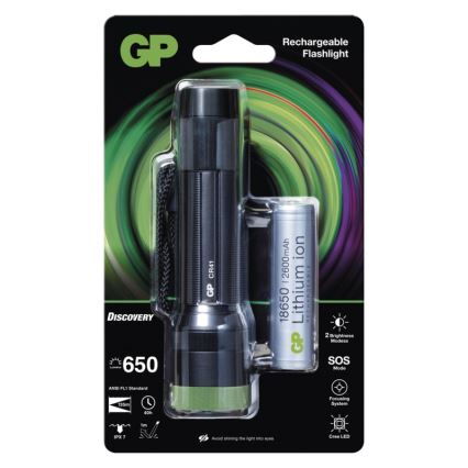 Ladattava LED-taskulamppu GP DISCOVERY CR41 LED/Li-lon 3,7V IPX7