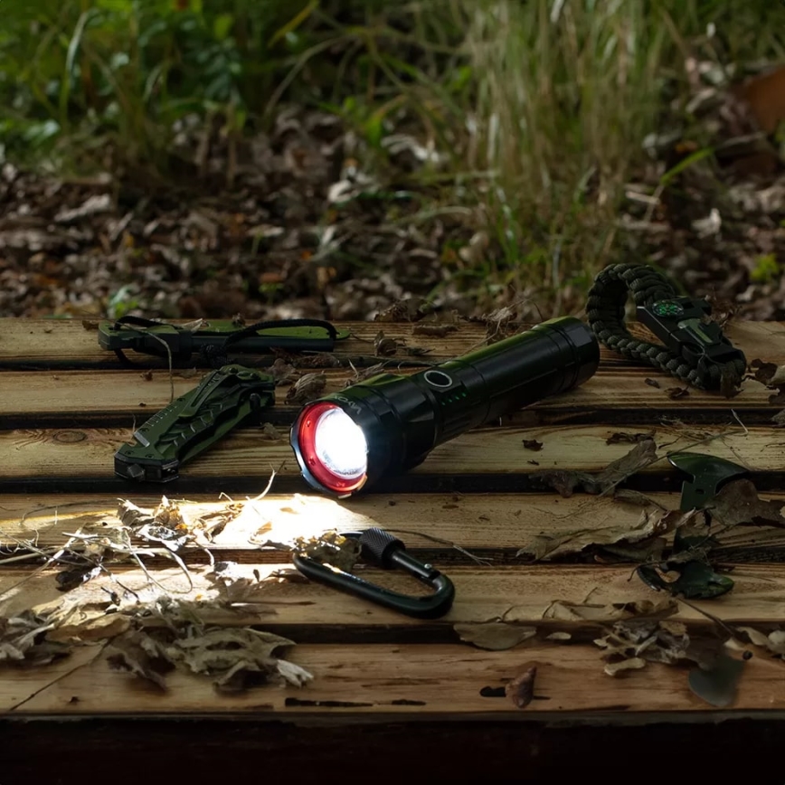 LED Himmennettävä ladattava taskulamppu virtapankilla toiminto LED/30W/5V IPX5 1060 kiiltävä 5000 mAh