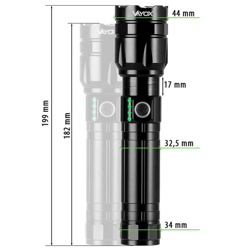 LED Himmennettävä ladattava taskulamppu virtapankilla toiminto LED/30W/5V IPX5 1060 kiiltävä 5000 mAh