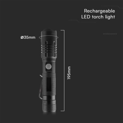 Ladattava LED-taskulamppu USB LED/10W/5V IP54 1000 lm
