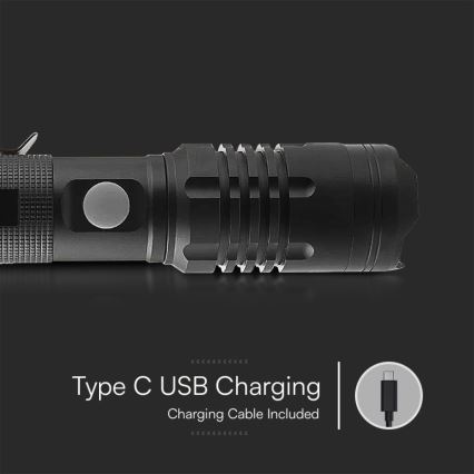Ladattava LED-taskulamppu USB LED/10W/5V IP54 2000 mAh 1000 kiiltävä