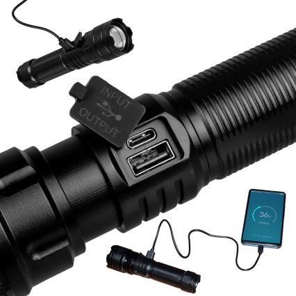 LED Himmennettävä ladattava taskulamppu virtapankilla toiminto LED/10W/5V IPX4 600 kiiltävä 2000 mAh