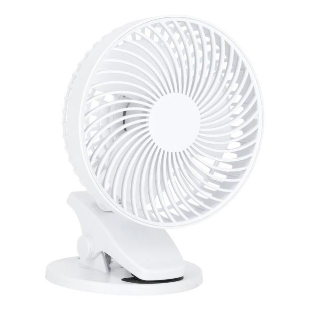 Ladattava pöytä tuuletin klipsillä VIENTO 6W/5V 2000 mAh valkoinen