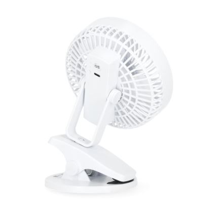 Ladattava pöytä tuuletin klipsillä VIENTO 6W/5V 2000 mAh valkoinen