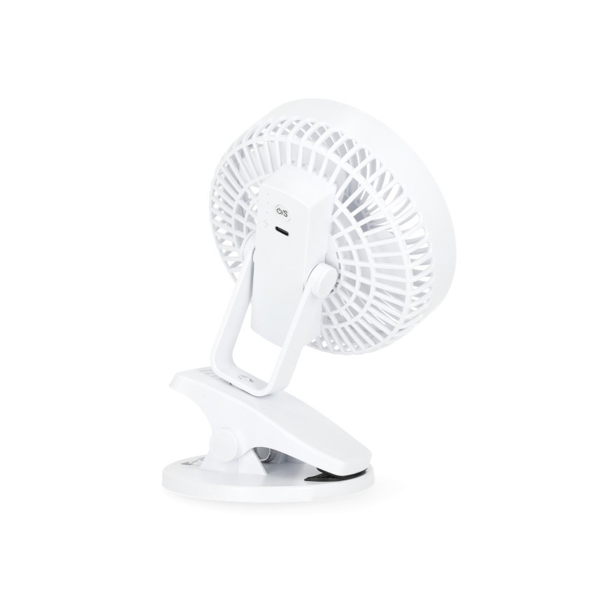 Ladattava pöytä tuuletin klipsillä VIENTO 6W/5V 2000 mAh valkoinen