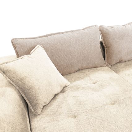 LAGOA L-mallinen vasenkätinen avattava kulmasohva säilytystilalla, beige/ruskea