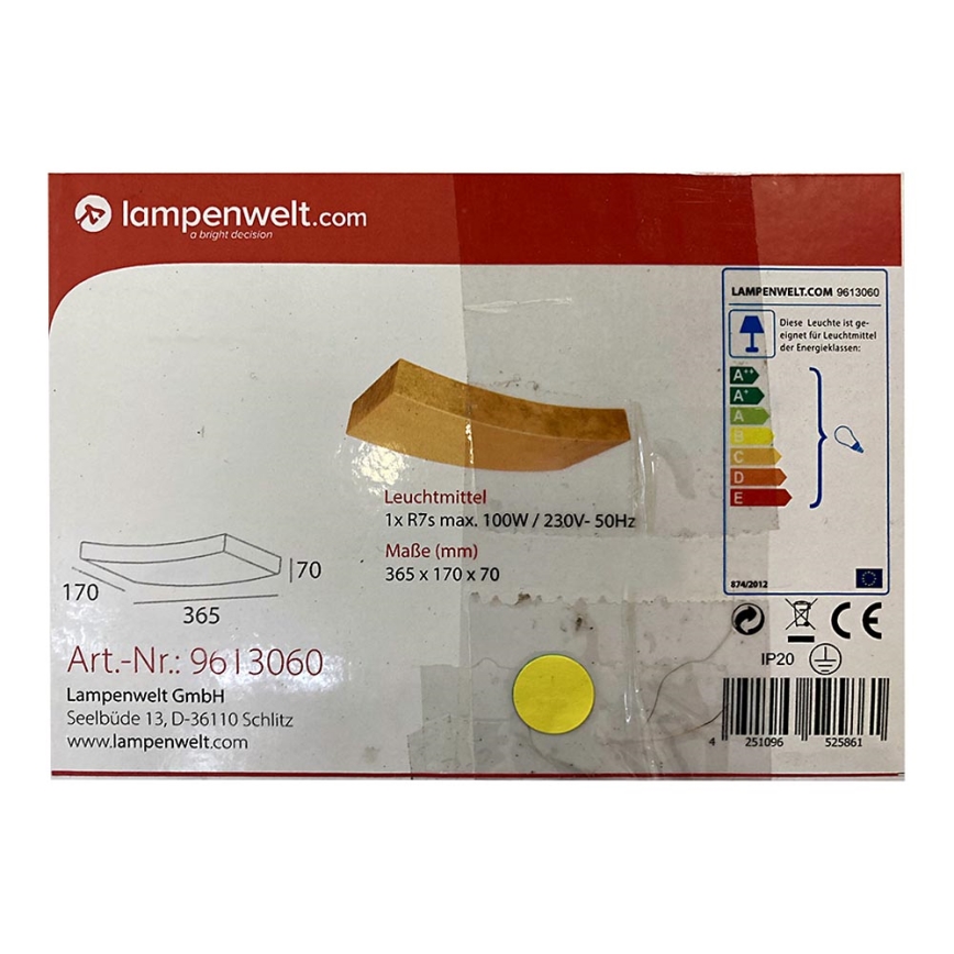 Lampenwelt - Seinävalaisin BERRA 1xR7s/100W/230V