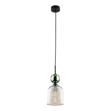 Langallinen riippuvalaisin SOPHIA 1xE14/10W/230V musta/vihreä/savunbeige