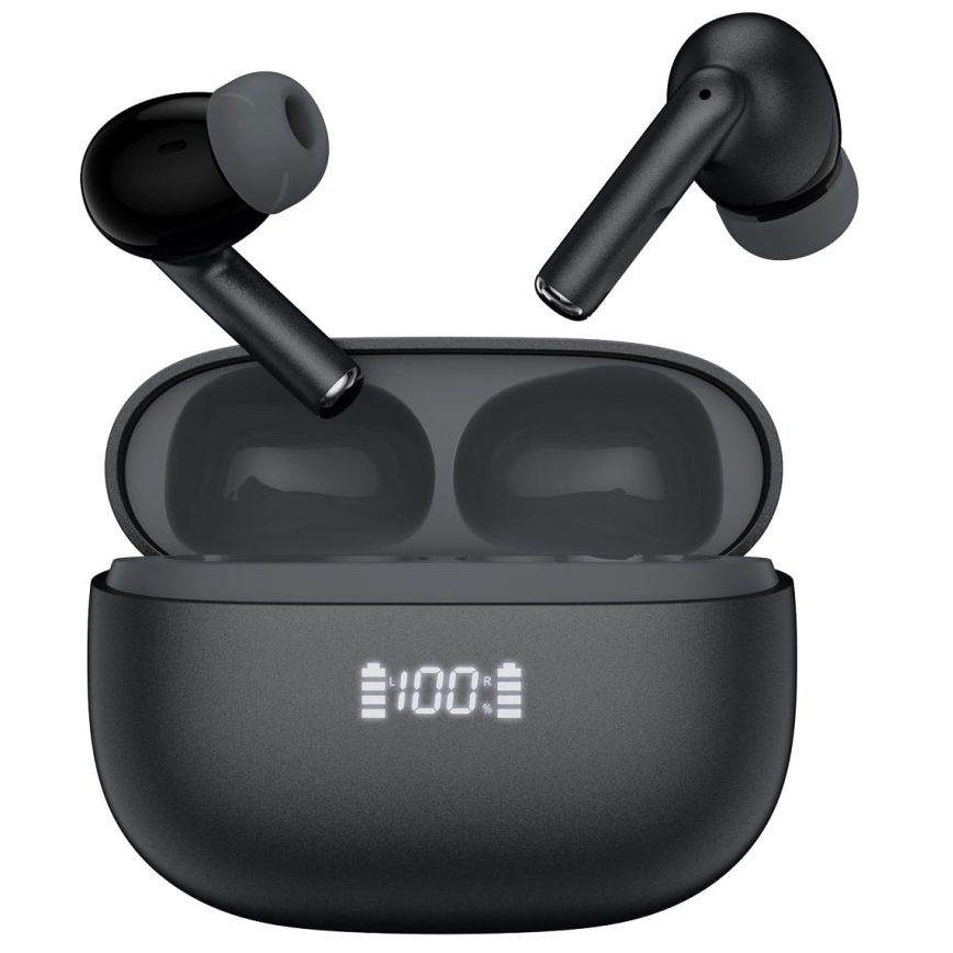 Langaton earphones kanssa ANC+ENC 300 mAh + 2x 40 mAh musta