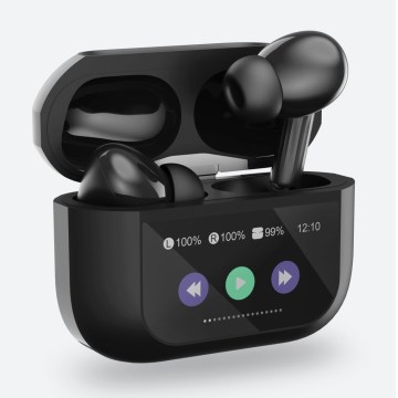 Langaton earphones LCD-näytöllä 300 mAh + 2x 30 mAh musta