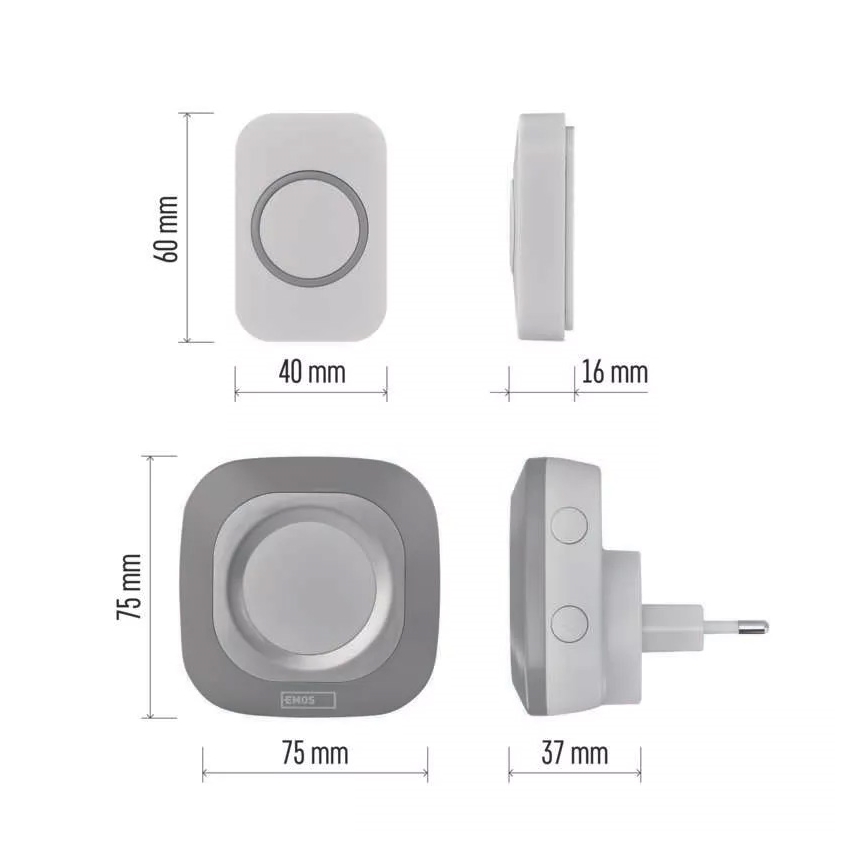 Langaton ovikello 230V IP44 harmaa