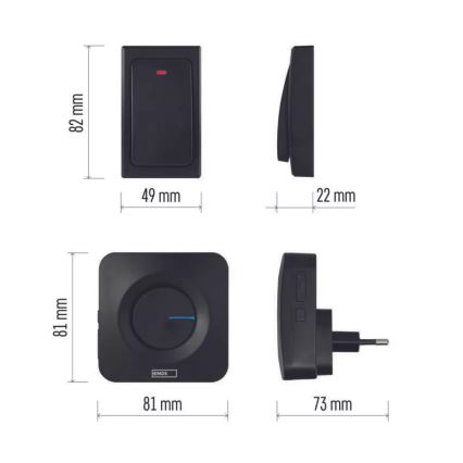 Langaton ovikello 230V IP44 musta